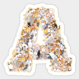 cat letter A(the cat forms the letter A) Sticker